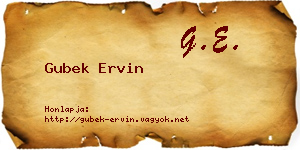 Gubek Ervin névjegykártya